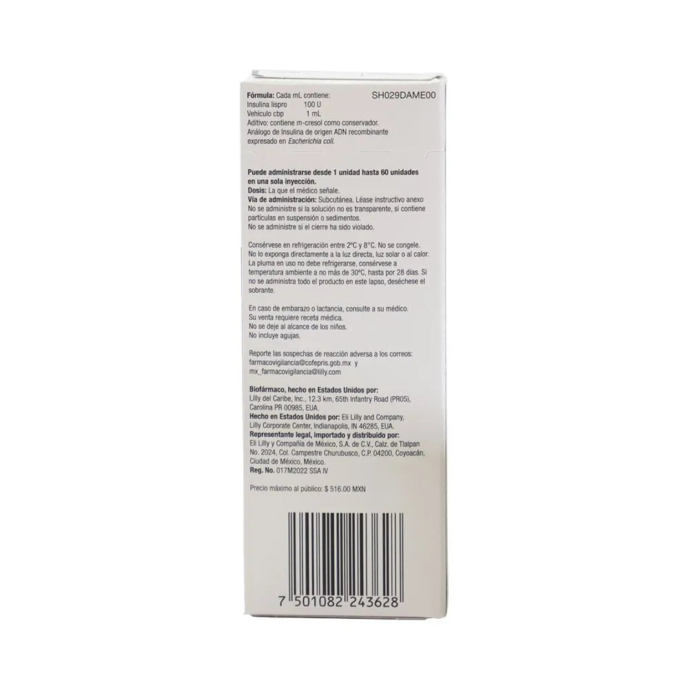 Lyumjev 100 UI / 3 ml Insulina Lispro 1 ud Jeringas prellenadas